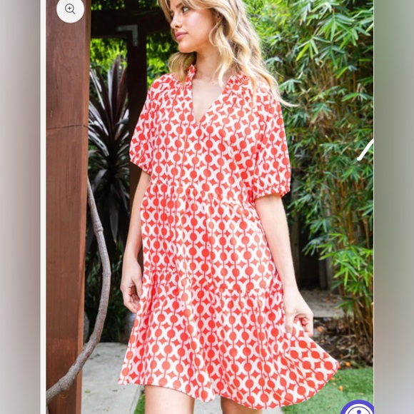 JODIFL Boho Shirt Dress Hot Pink Retro Pattern Cocktail Chic A Line Oversize - Picture 15 of 15